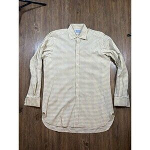 Hilditch & Key Mens Shirt Yellow 15.5 Slim Cotton Button Up French Cuffs England